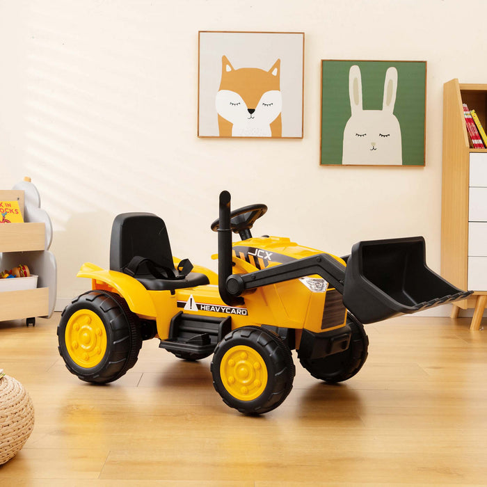 Costway Tractopelle A Pousser Pour Enfant, Tracteur Electrique Avec Bras Et Godet Flexibles & Telecommande, Tractopelle Electrique Avec Musique & Roues Antiderapantes, Cadeau Enfants De 3 -8 Ans
