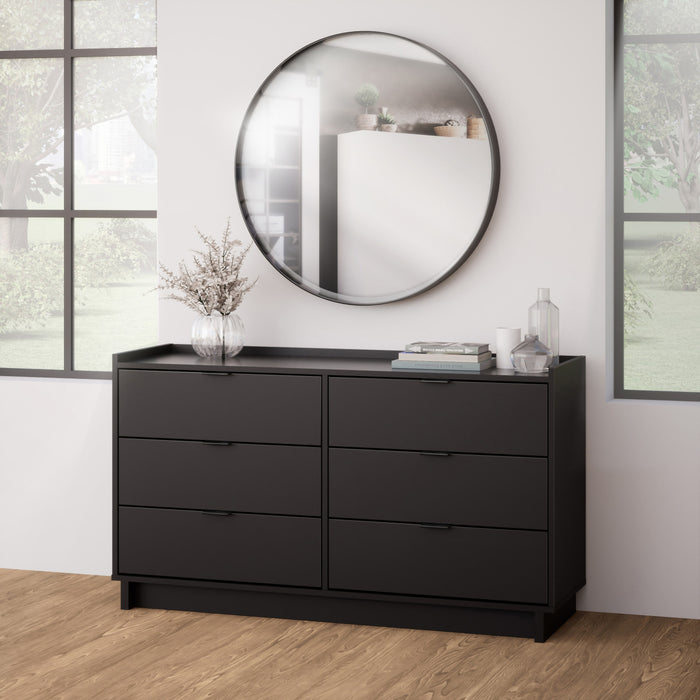 Commode Simply Modern de Prepac de 52,5 po à 6 tiroirs - noire