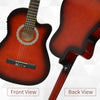 Soozier 39.5 Inch Electric Guitar Kit, Classic Acoustic Guitar for Beginner with Nylon/Steel Strings, Beige Strap, 3 Picks and Case Bag, Wine Red