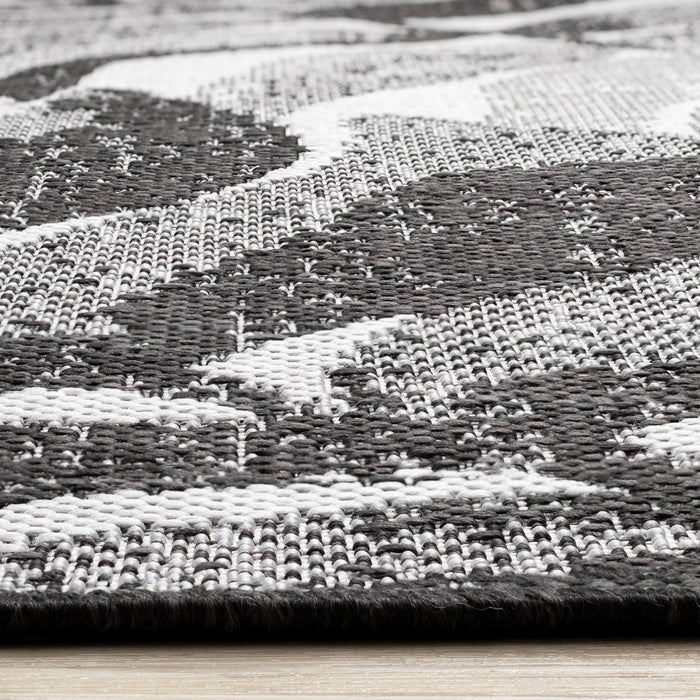 Tapis Jackson a feuilles botaniques gris et blanc, 6'7\" x 9'6\"
