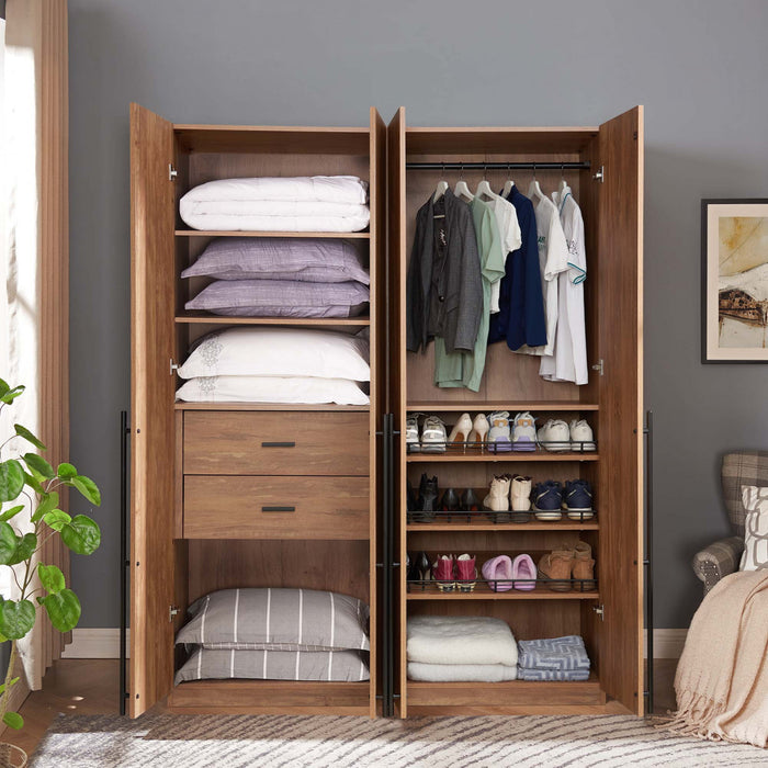 Armoire moderne Lee 2 pieces en brun dore
