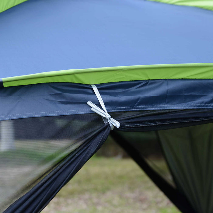 Outsunny 12'x12'x7' 5-8 Personnes Tente De Camping En Plein Air Portable Abri Resistant A L'eau Randonnee Pop Up Mesh Wall