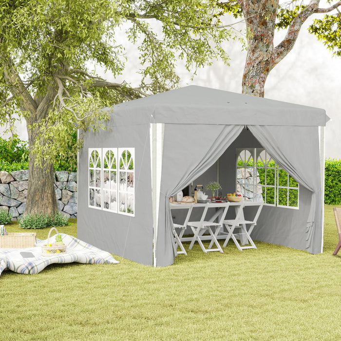 Outsunny Tente Escamotable 10' X 10' Avec Sac De Transport, Gris Clair