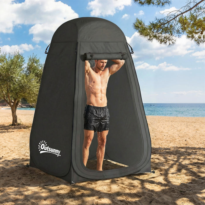 Outsunny Tente de Douche Pop-Up, Abri Prive pour Se Changer en Exterieur, Noir