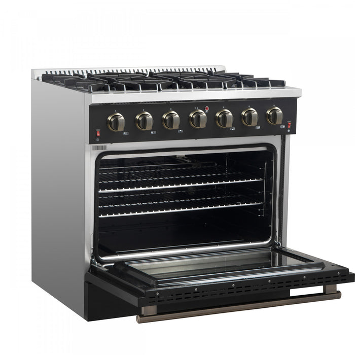Cuisiniere a gaz Galiano de 36 po en noir, 5,36 pi³ - FFSGS6244-36BLK