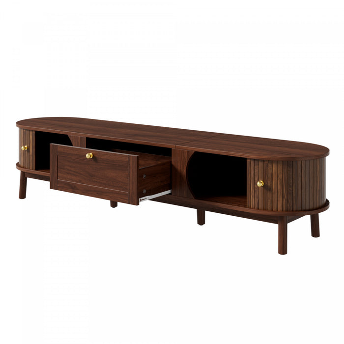 Oakmere Meuble TV Moderne 67 po avec Tiroir et Portes Coulissantes, Noyer