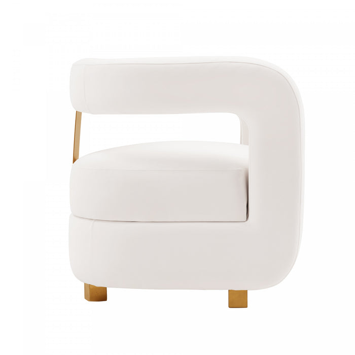Fauteuil lounge moderne Amirah en velours blanc - Lot de 2