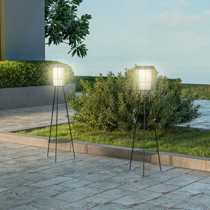 Outsunny Lot De 2 Lampes De Jardin Led Solaires Ou Rechargeables Par Usb