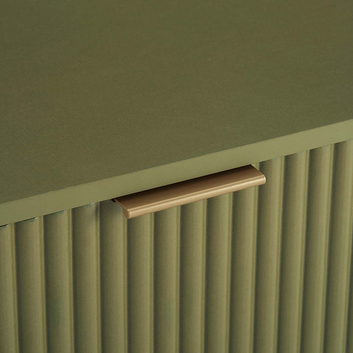 Table de nuit moderne Dumbo 20\" a cannelures en vert olive (1 tiroir)