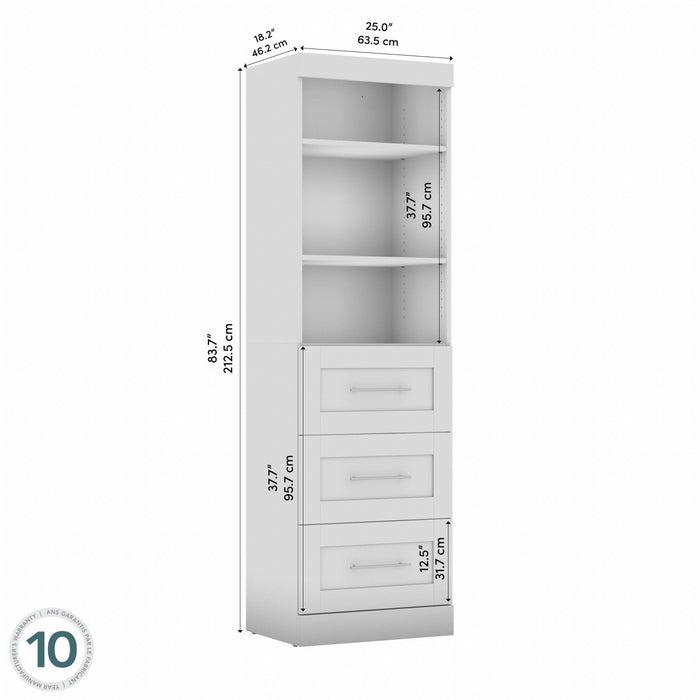 Organisateur de garde-robe Pur de Bestar de 25 po (L) avec tiroirs - brun rustique