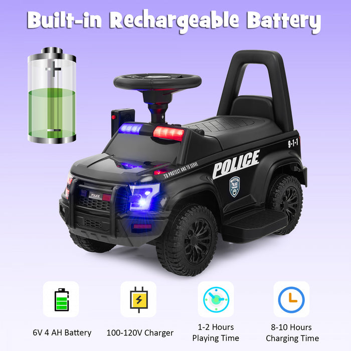 Costway Voiture De Police Electrique Pour Enfants, Voiture Electrique A Batterie De 6v Avec Megaphone, Sirene Et Lumieres, Jouet Electrique Avec Fonctions Musicales, Cadeau Pour Garcons Et Filles De 18 A 60 Mois