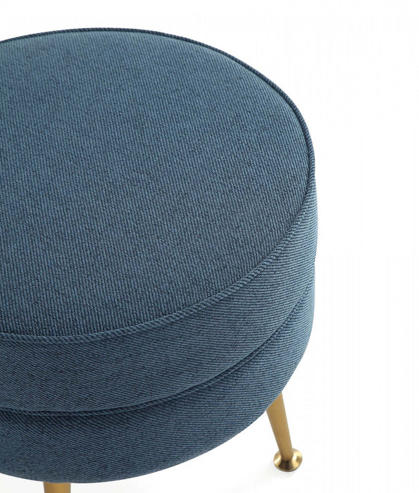 Bailey Pouf d’Appoint Rembourre Style Mid-Century Moderne en Bleu