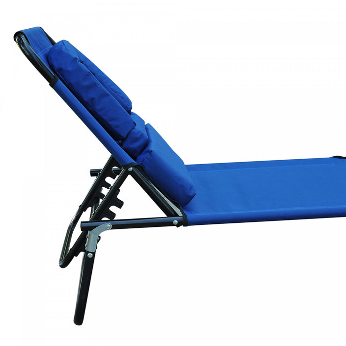 Chaise Longue Pliante D'exterieur Outsunny, Bleue