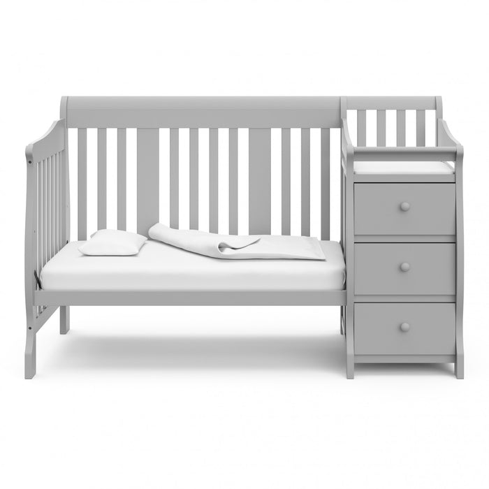 Storkcraft Portofino Lit de bebe convertible 4-en-1 avec table a langer - Gris galet
