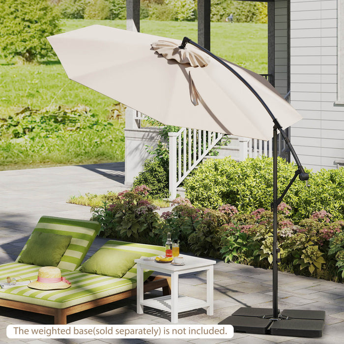 Costway Parasol deporte 10 FT pour terrasse avec 8 baleines, base croisee, inclinable, beige