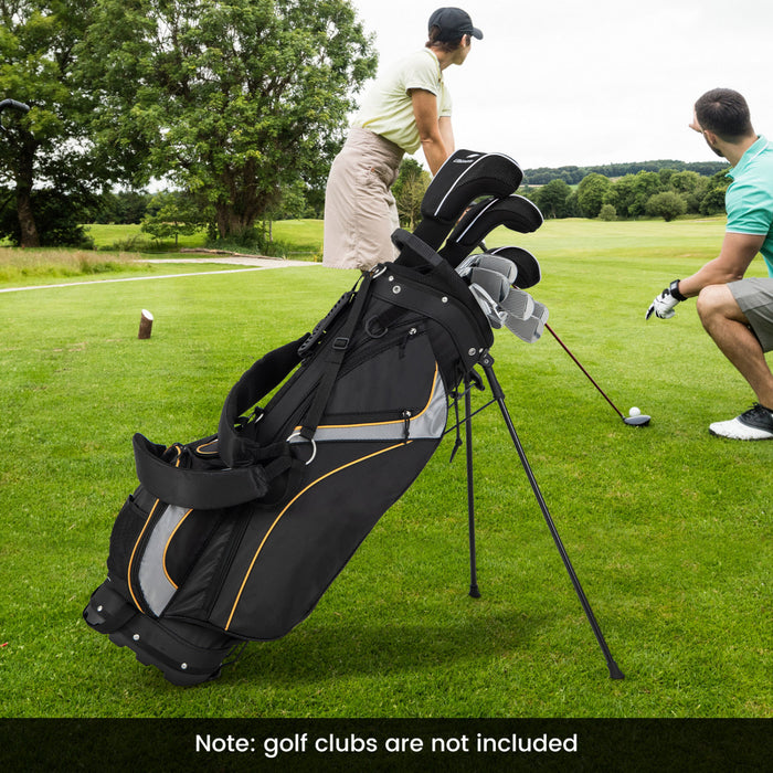 Support De Golf Costway, Sac Pour 8 Clubs De Golf, Organiseur De Transport Separateur, Poches De Rangement, Noir