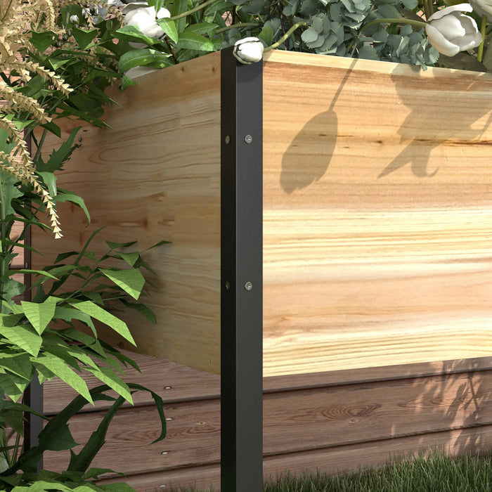 Outsunny Lit De Jardin Sureleve En Bois Avec Treillis Et Doublure De Lit, Jardiniere Surelevee Avec Pieds En Metal Pour Legumes, Fleurs, Herbes