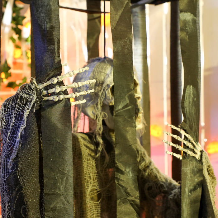 Outsunny Decoration D'halloween Animee, Squelette Faucheur Animatronique