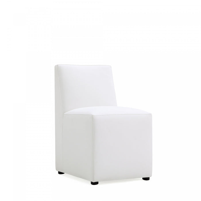 Chaise de salle a manger moderne en cuir vegetalien blanc Anna - Lot de 2