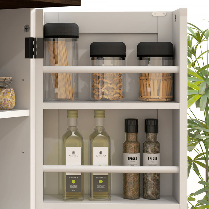 HOMCOM Armoire de cuisine, garde-manger de 64 po avec tablettes reglables