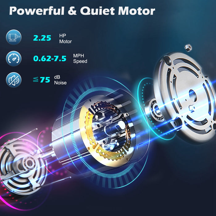 Tapis De Course Electrique 2.25 Hp Costway, Pliable A Led Avec Controle D'application Officielle Costway