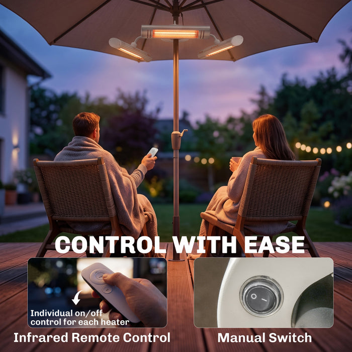 Outsunny Chauffe-terrasse electrique avec 3 panneaux chauffants argent