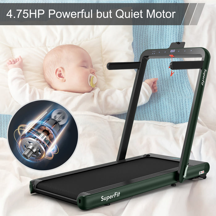 Tapis De Course Pliant 2 En 1 16km/h Superfit – Avec Bluetooth Et Controle Via App