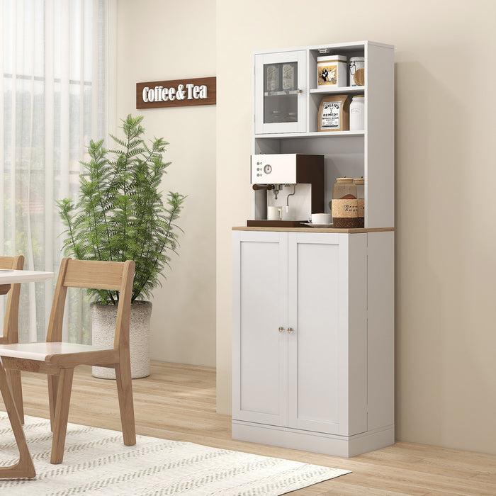 HOMCOM Armoire de rangement, garde-manger de cuisine de 66,5 po, blanc