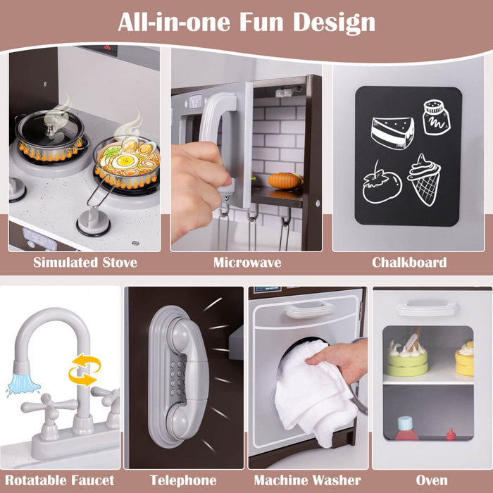 Costway Kids Kitchen Playset Avec Des Lumieres Et Des Sons Realistes