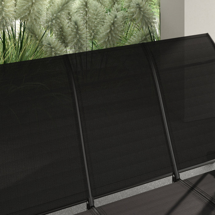 Outsunny Balancoire D'exterieur Pour 3 Personnes Avec Auvent Reglable, Noir