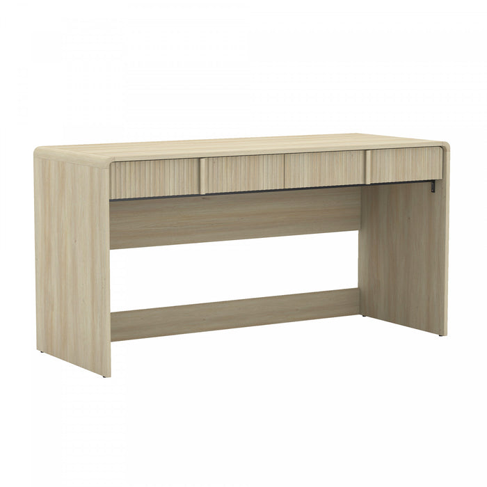 Bureau d’ecriture contemporain Novara 60\" en chene blanchi (2 tiroirs)