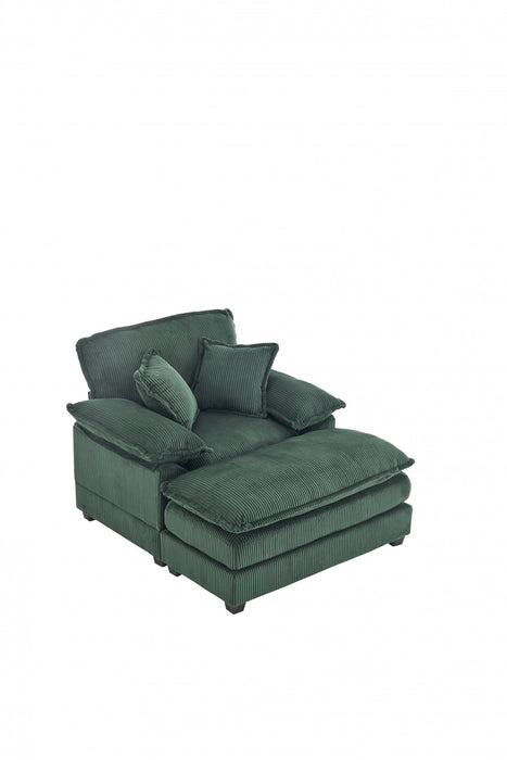 Liam Canape d'interieur moderne en velours cotele 46,9\" avec 2 coussins moelleux, Vert