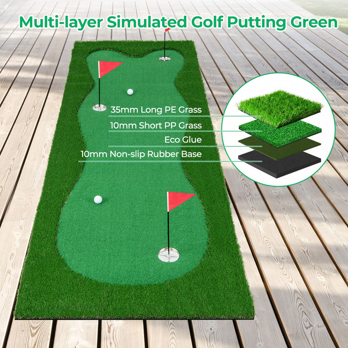 Costway 10 X 3,3 Ft Golf Mettant Vert Tapis D'entrainement Professionnel De Golf Avec 2 Balles De Golf