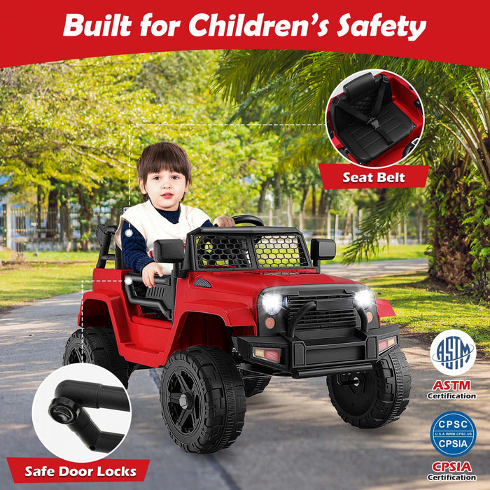 Costway 12v Enfants Roulent Sur La Telecommande De Vehicule Electrique De Voiture De Camion Avec La Musique Et Le Rouge Clair