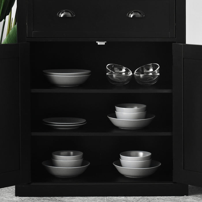 HOMCOM Armoire Garde-Manger Cuisine Etagere Tiroir Noir