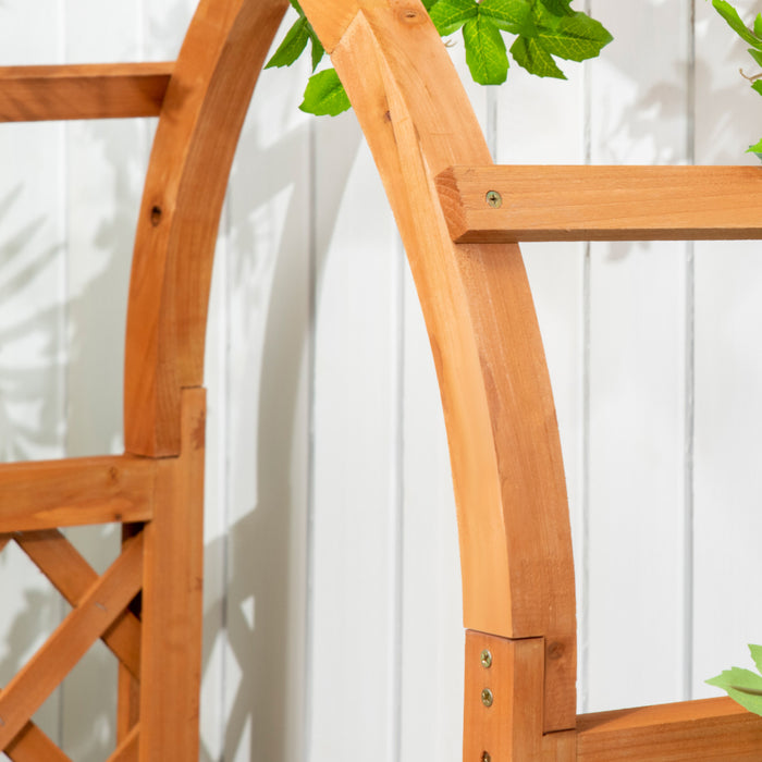 Outsunny Lit de jardin sureleve avec treillis en arc pour jardiniere Marron