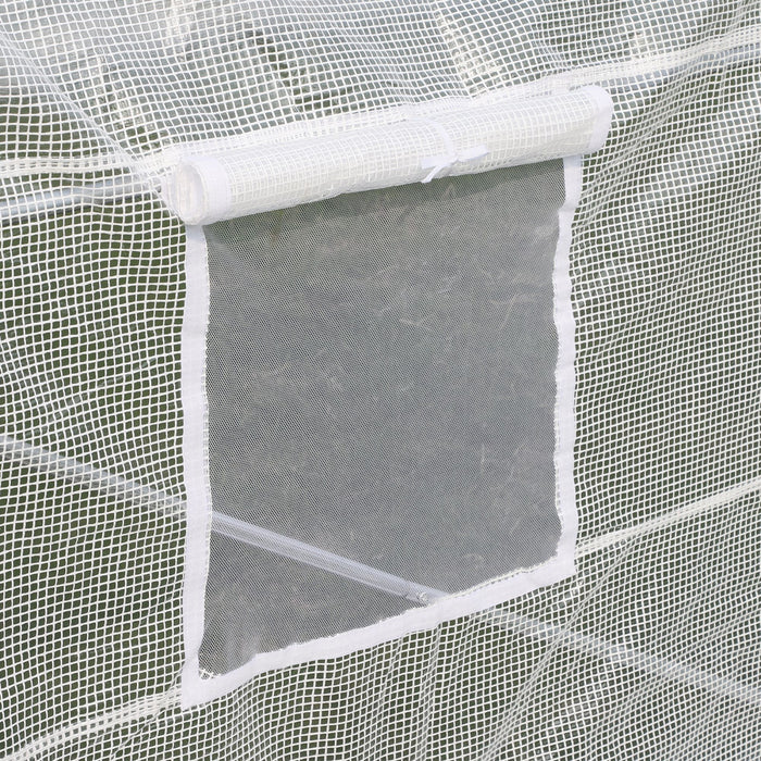Outsunny 20x10x7ft Tunnel Heavy Duty Walk-in A Serre Exterieure Jardin De Graines De Plantes Legumes Cultiver Une Maison Chaude Blanc