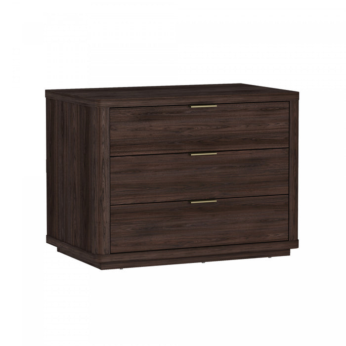 Table de nuit moderne Evelyn 32\" en brun (3 tiroirs)