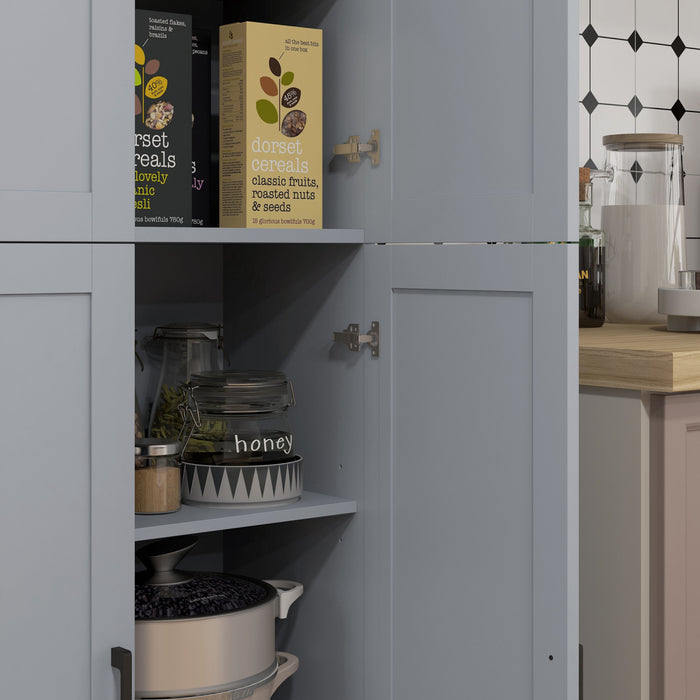 HOMCOM Armoire de rangement 67\" a 4 portes avec etageres reglables, gris