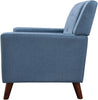 Midway Mid-Century Modern Armchair with Tufted Waffle Stitch, Blue, Walnut | Midway Fauteuil Moderne du Milieu de Siecle a Point Capitonne Gaufre, Bleu, Noyer