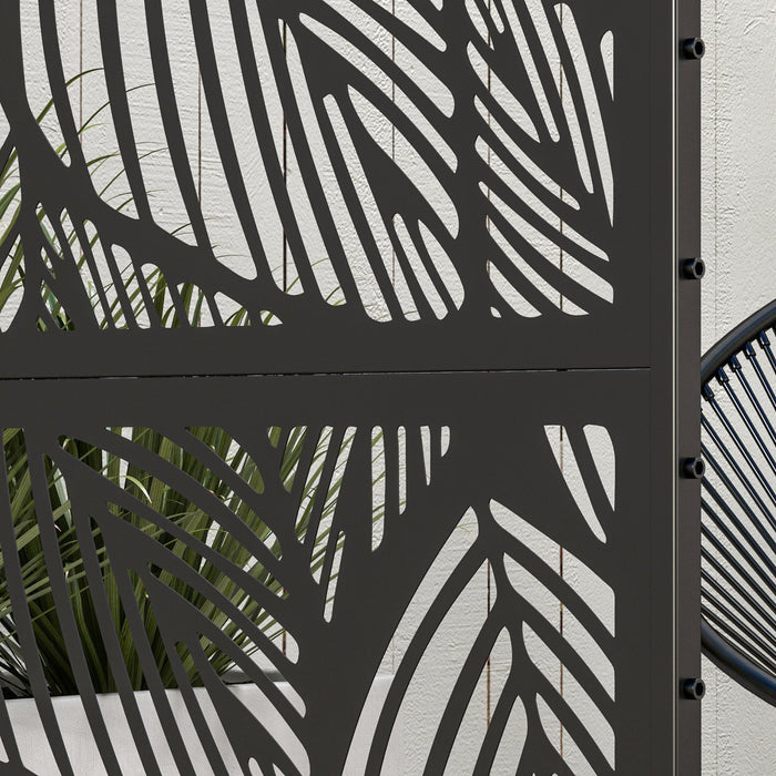 Outsunny Metal Privacy Screen W/ Vis D’expansion Diviseur, Feuille