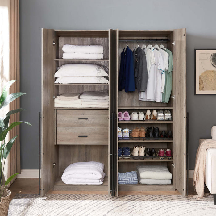 Armoire-penderie moderne Lee 2 pieces en gris rustique