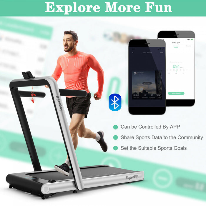 Tapis De Course Pliant 2 En 1 16km/h Superfit – Avec Bluetooth Et Controle Via App