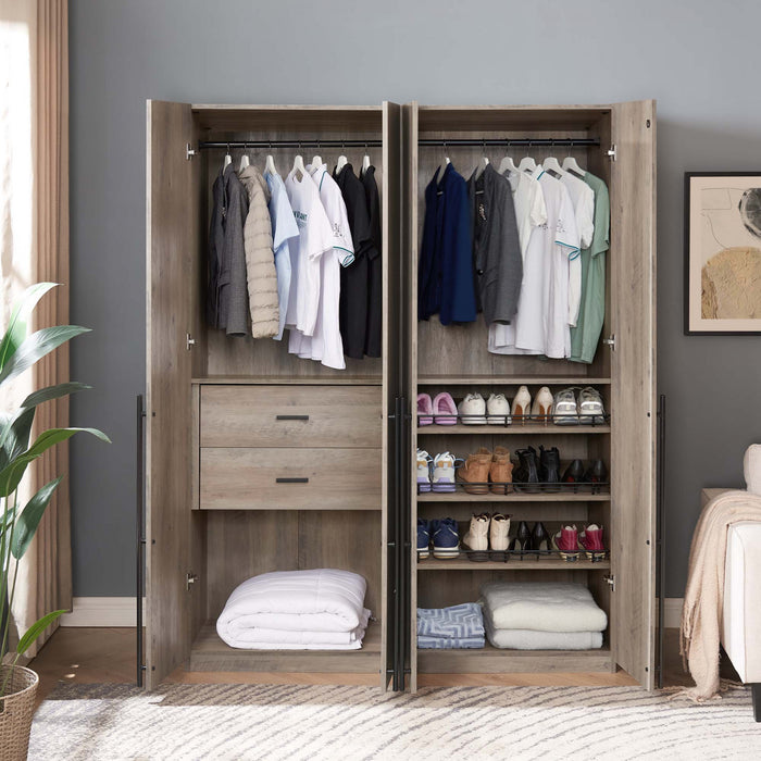 Armoire-penderie moderne Lee 2 pieces en gris rustique