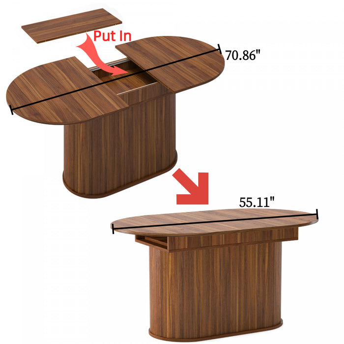 Noah Table a manger ovale extensible avec pieds rayes, marron