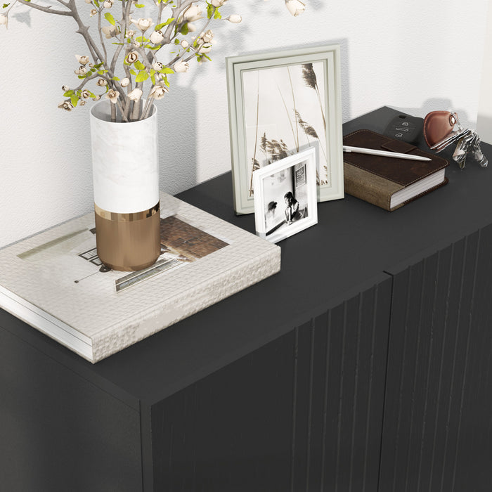 HOMCOM Armoire a Chaussures Moderne avec Portes a Fermeture Douce Noir