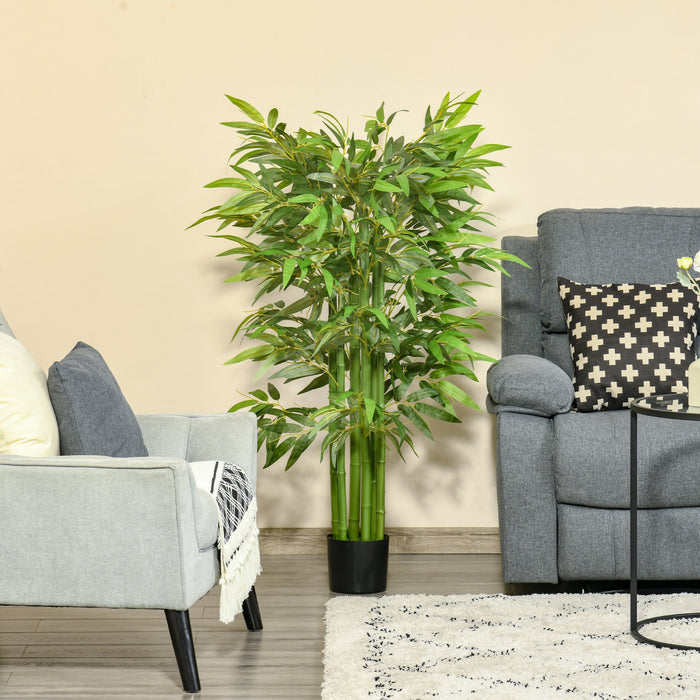 HOMCOM Bambou artificiel de 1,2 m, fausse plante en pot interieur