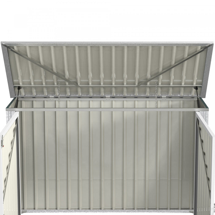 Outsunny Abri Poubelle Armoire De Rangement Exterieure En Acier A Roulettes Avec Double Porte Et Couvercle Pour 2 Poubelles