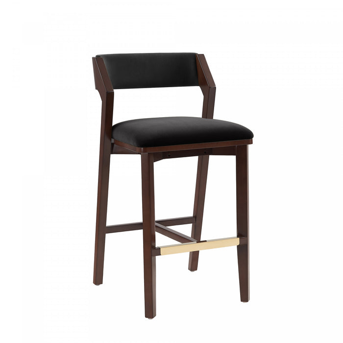 Tabouret de bar moderne Patricia en bois et tissu noir