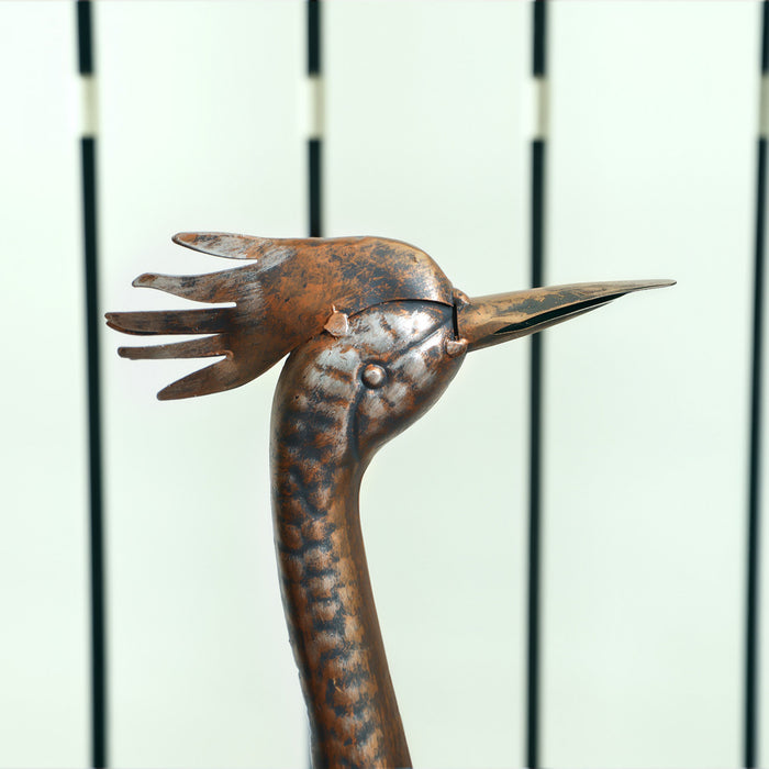 Outsunny Statue de Jardin Heron, Sculpture Debout pour Pelouse, Ton Argente